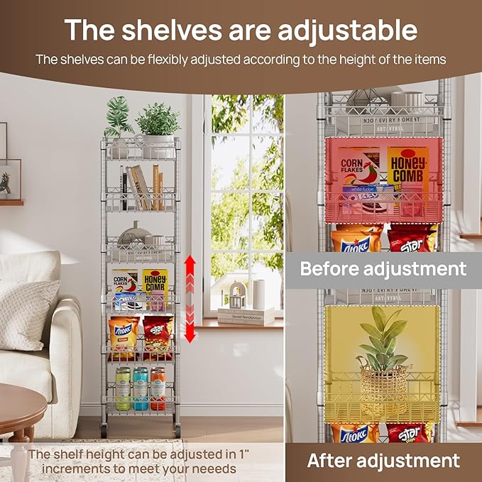 6 Shelves Storage Shelf Wire Closet Bathroom Organizers Metal Pantry Kitchen - Image 4