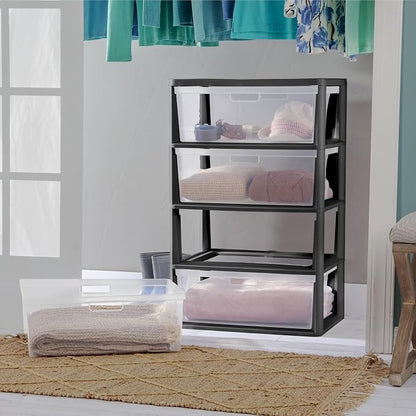 Wide 4 Drawer Tower Plastic Storage Organizer - Image 4