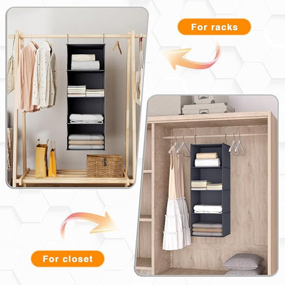 Hanging Closet Organizer, Easy Mount Foldable 4-Shelf Hanging Closet Wardrobe - Image 5