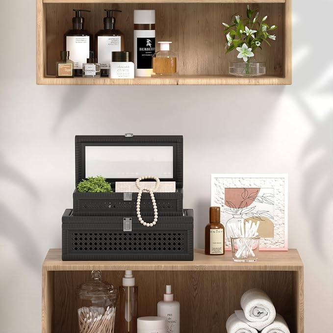 Rattan Decorative Box, Boho Display Boxes - Image 6
