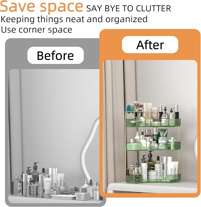 3 Tier Corner Bathroom Organizer Countertop, Vanity Makeup Organizer - Image 4