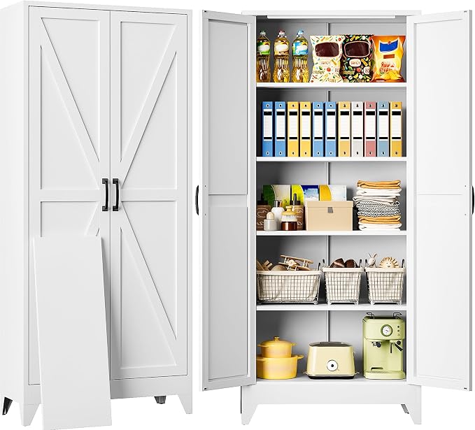 75" Tall Pantry Cabinet, Farmhouse Kitchen Pantry Storage Cabinets by SISESOL
