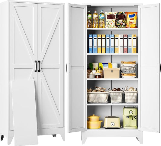 75" Tall Pantry Cabinet, Farmhouse Kitchen Pantry Storage Cabinets by SISESOL