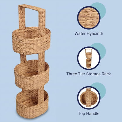 happimess Riverbend 3-Tier Water Hyacinth Storage Tower 35.5", Natural | - Image 6