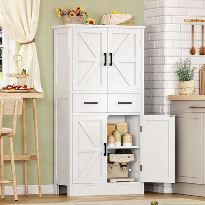 TEENFON Pantry Cabinet with 2 Drawers, Kitchen Storage Cabinet with 4 Door - Image 7