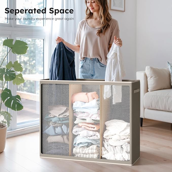 SOLEDI 180L 3-Section Laundry Hamper - Image 4
