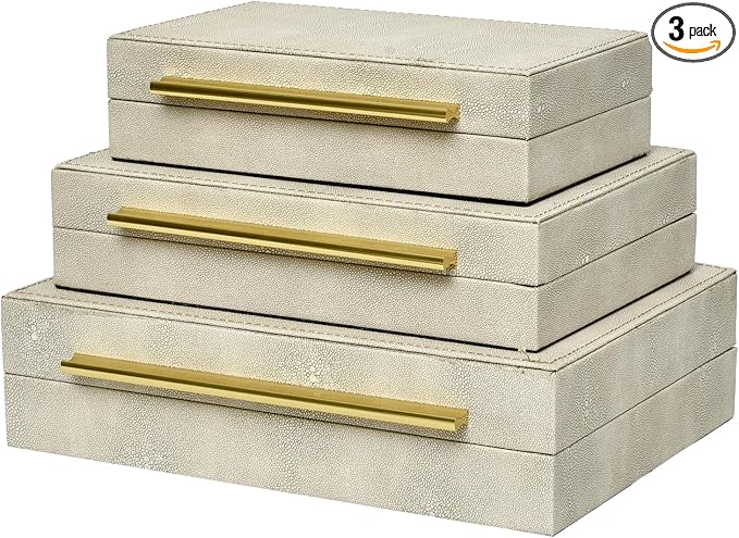 Faux Shagreen Leather Jewelry Storage Boxes Set of 3 by DECOR4SEASON