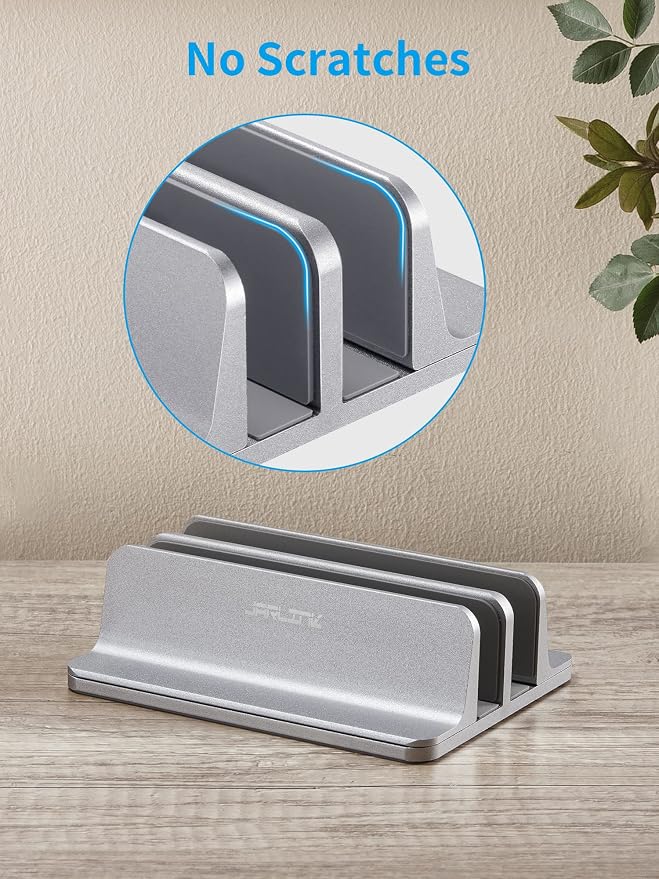 JARLINK Double Vertical Laptop Stand, Adjustable Aluminum Desk Dock, - Image 7