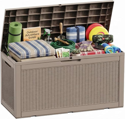 120 Gallon Waterproof Resin Outdoor Storage Box, Weatherproof Outdoor Bin by KFY
