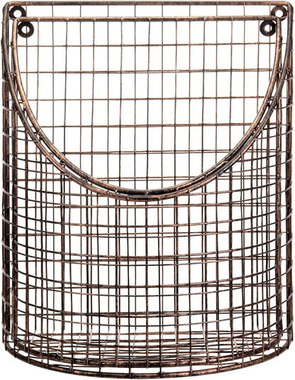 MyGift Antique Copper Metal Wire Wall Mounted Home and Kitchen Pantry Basket - Image 7