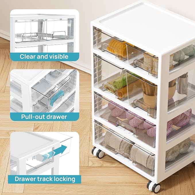 Vtopmart Plastic Drawer Storage Orangizer, 4 Tier 6 Drawers - Image 6
