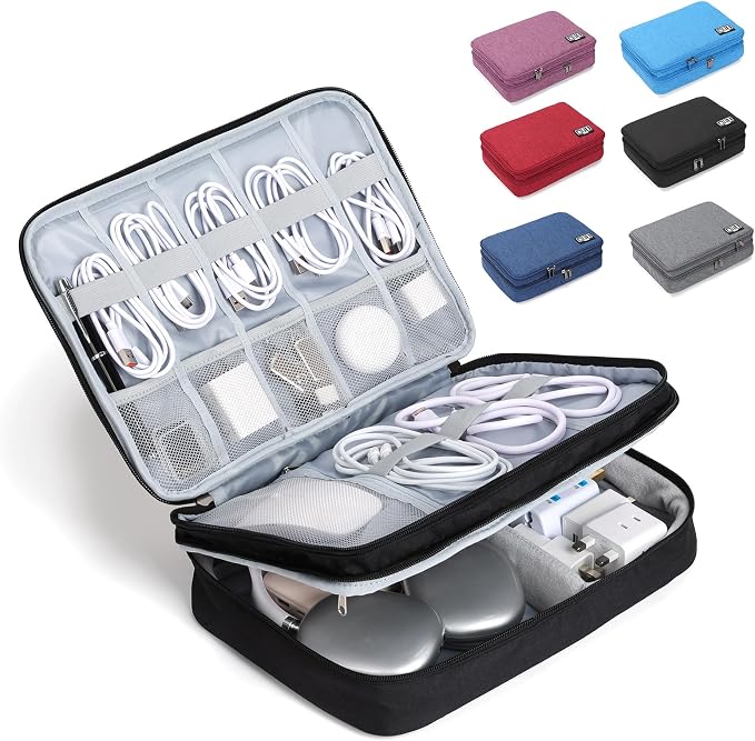 Large Electronic Organizer Travel Case, Double Layer Tech Pouch by Unknown