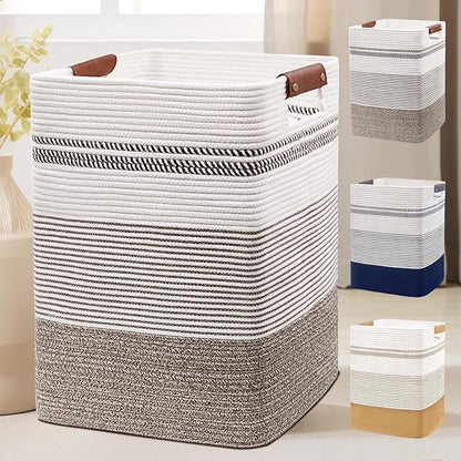 DOFASAYI Laundry Basket - 85L Large Cotton Rope Blanket Basket by DOFASAYI