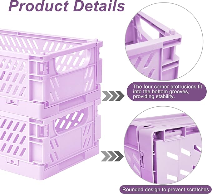 2 Pack Mini Foldable Small Plastic Baskets - Image 3