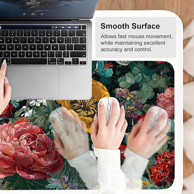 Vintage Oil Painting Floral Mouse Pad – Large Extended Desk Mat 31.5 x 11.8 in– - Image 6