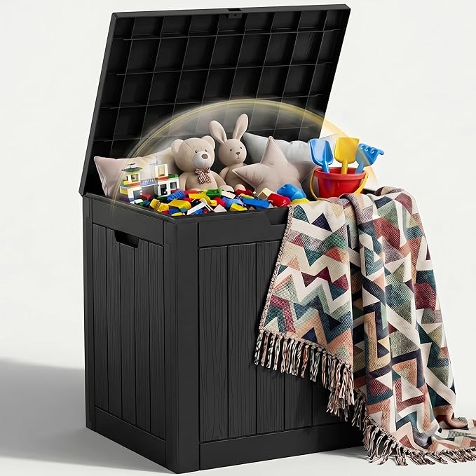EFU Outdoor Storage Box 38 Gallon Deck Box Lockable UV Resistance Waterproof by EFU