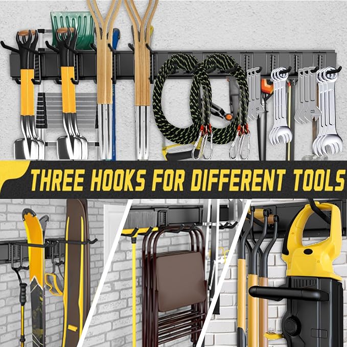 64'' Garage Tool Organizer Wall Mount, Garage Hooks Heavy Duty, Shovel Holder - Image 8