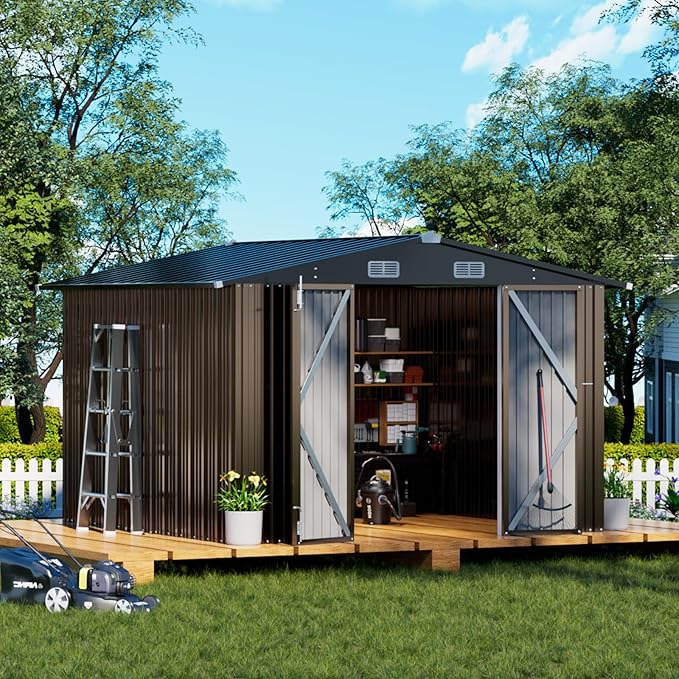 COMHOMA Shed Outdoor Storage Shed Metal, Lockable Doors Tool Sheds by ComHoma