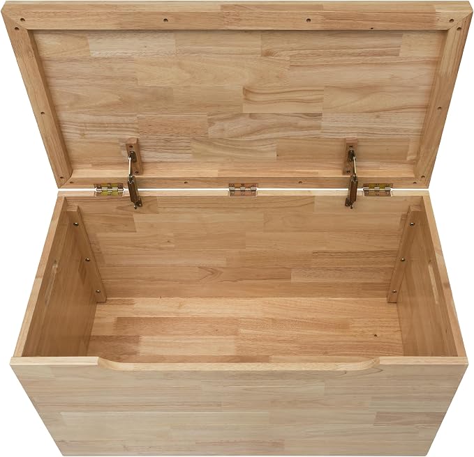 eHemco Solid Hardwood Storage Trunk, 35.5x18.63x19.5 | Safety Hinghes, - Image 4