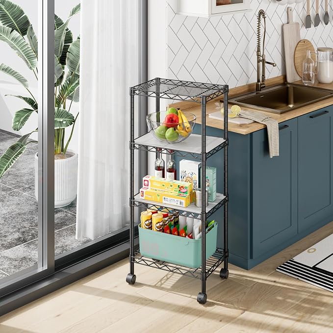 4 Tier Adjustable Storage Shelves Heavy Duty Metal Utility Shelf Wire Shelving - Image 2