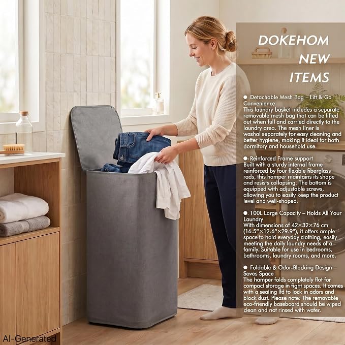 DOKEHOM 100L Laundry Hamper - Image 2