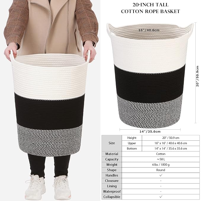 Sea Team Large Size Cotton Rope Woven Storage Basket - Image 6