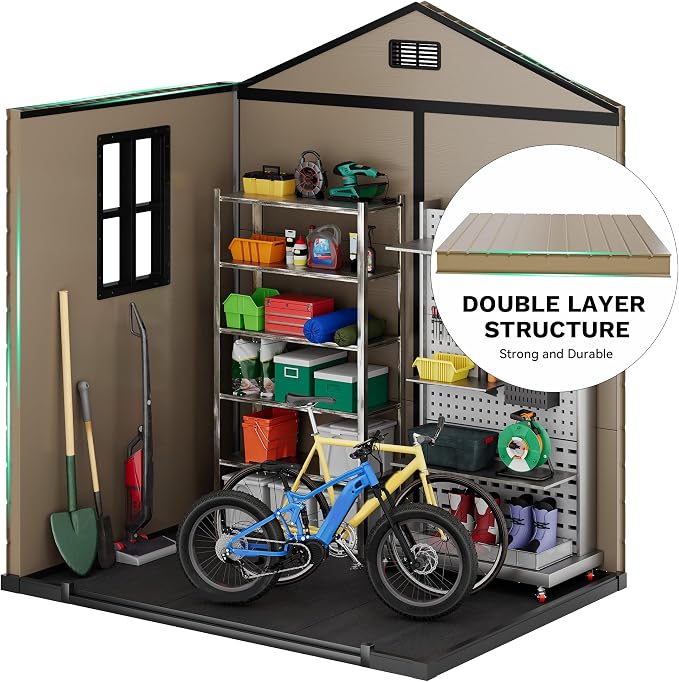 DWVO Outdoor Storage Shed, All-Weather Resin Plastic Storage Shed - Image 7