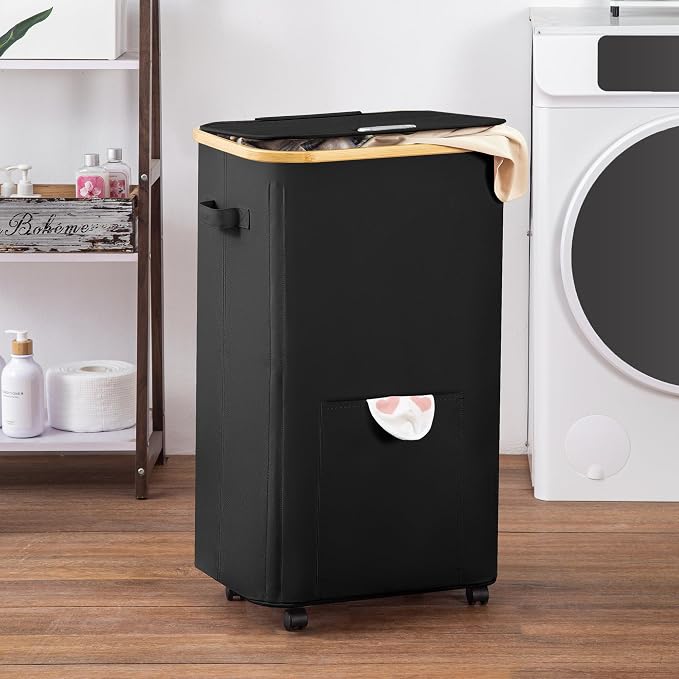 Vincona Laundry Basket with Wheels, Tall Dirty Clothes Hamper on Wheels - Image 6