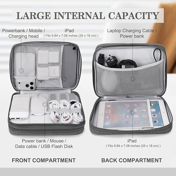 FYY Electronic Organizer, Extra Large Travel Cable Organizer Bag Pouch Portable - Image 3