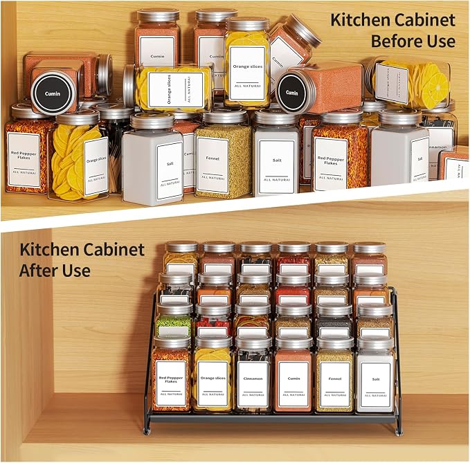 4 Tier Spice Rack for Cabinet, Spice Rack Organizer, Depth Adjustable Spice - Image 3