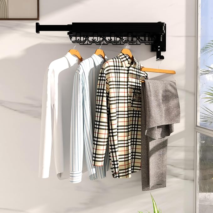 Clothes Drying Rack, Wall Mounted Laundry Drying Rack, Upgrade 3-Fold Foldable - Image 3