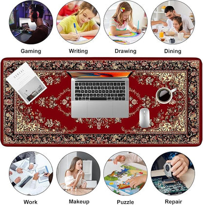 Red Vintage Persian Rug Mouse Pad – Large Extended Desk Mat 35.43 x 15.75 in – - Image 9