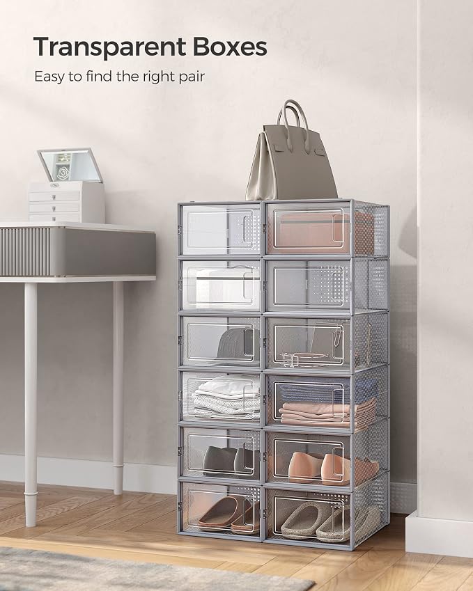 SONGMICS Shoe Boxes, Stackable Clear Plastic Boxes - Image 3