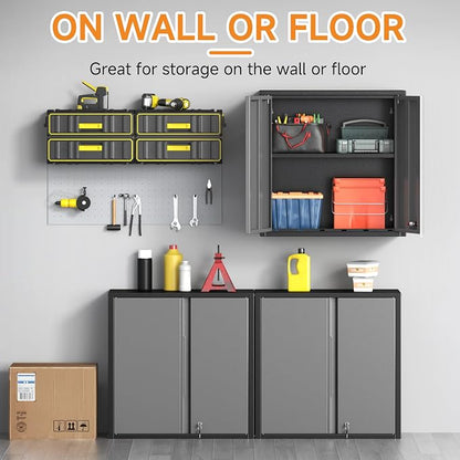 Metal Garage Wall Cabinet with 2 Doors and 1 Adjustable Shelf, Lockable - Image 5