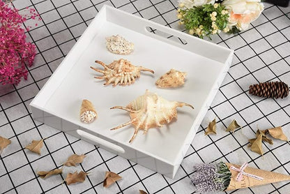 Glossy White Sturdy Acrylic Serving Tray - Image 6
