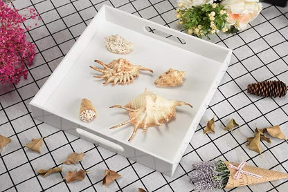 Glossy White Sturdy Acrylic Serving Tray - Image 5