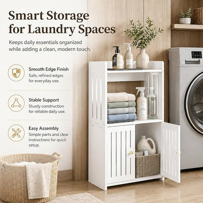 HAYOFAMY 3-Tier Bathroom Storage Cabinet 8.7" D x 14.2" W x 24.8" H | White - Image 4
