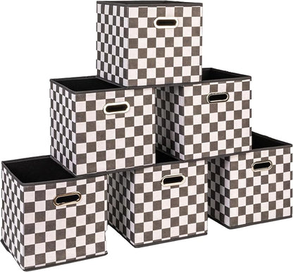 Household Essentials Foldable Fabric Storage Cubes 6-Pack – 11x11x11 Stackable by HouseholdEssentials