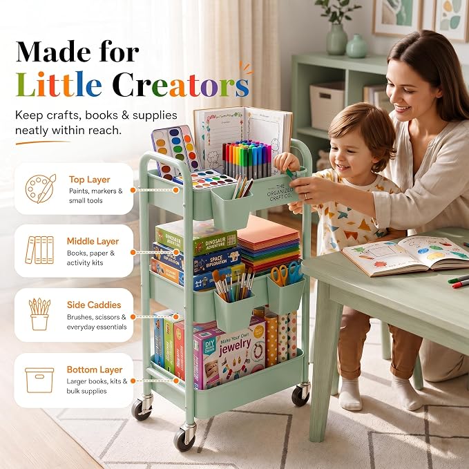 3 Tier Rolling Storage Cart Metal - Image 7