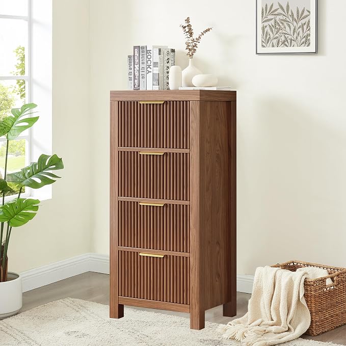 Mid-Century Modern Tall Wooden Dresser - Image 7