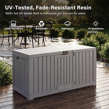 EAST OAK Outdoor Storage Box, 100 Gallon Deck Box, Waterproof Resin Storage - Image 3