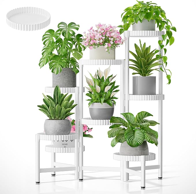 8 Tier Plant Stand Indoor Outdoor, Corner Tiered Fladable Plant Stands by Unknown