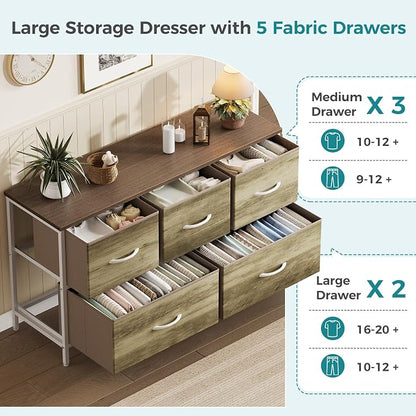 OLIXIS 5 Drawer Dresser for Bedroom, Storage Organizer Unit for Closet | Chest - Image 4