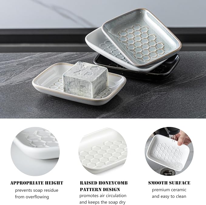 Gomakren Soap Dish for Shower, Bar Soap Holder, Christmas Ceramic Soap Dishes - Image 4