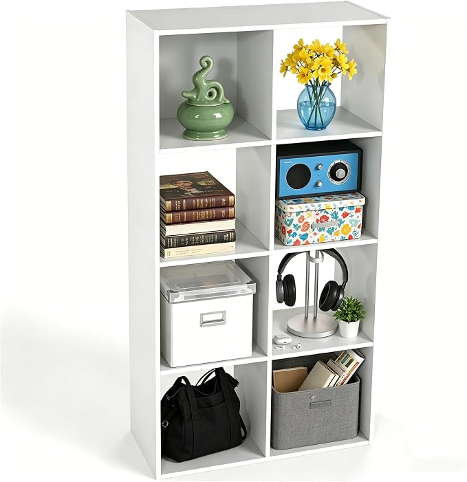 HealSmart 8 Cube Storage Organizer, 4 Tier Stackable Bookshelf, Open Cube by HealSmart