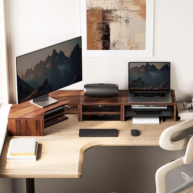 Fenge Dual Monitor Stand, 2-Tier Corner Monitor Riser - Image 8