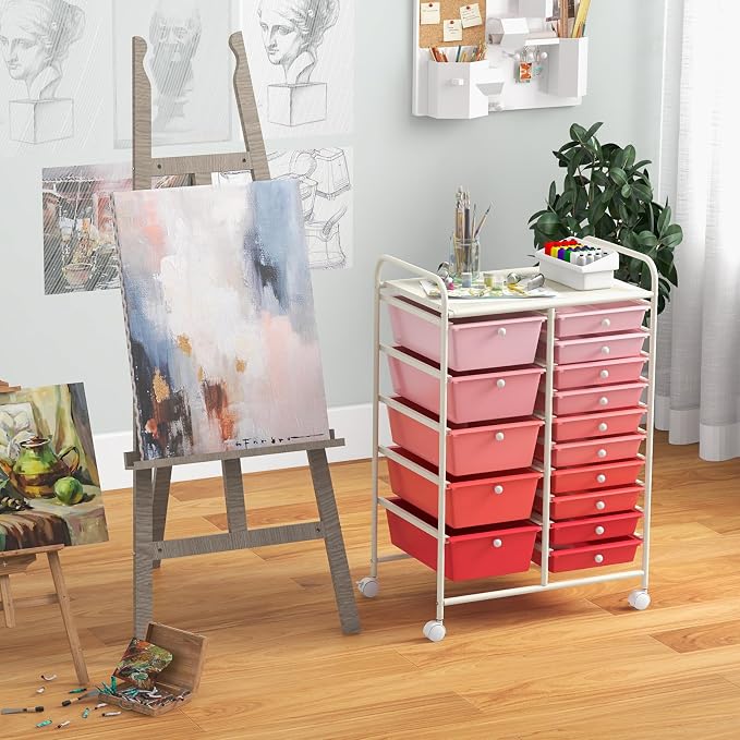 Giantex 15 Drawers Rolling Cart, Classroom Organizers, Storage Cart - Image 4