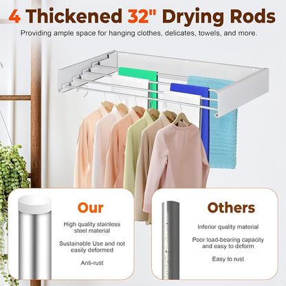 32” Foldable Clothes Drying Rack Wall Mounted - Image 2
