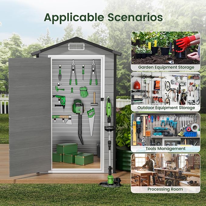 GVDV 4×6FT Outdoor Resin Plastic Storage Shed - Image 4