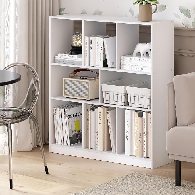 Furinno DALY Book Shelf, 8-Cube Bookshelf, Horizontal Cube Storage Organizer - Image 2